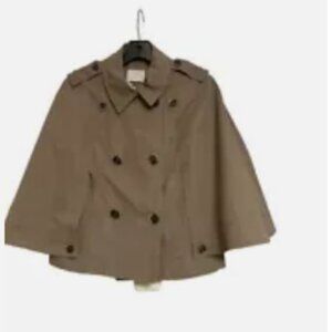 Ted Baker Swing Cape Trench Coat Short Size 6 Tan Batwing Jacket